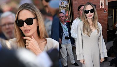 Angelina Jolie Cozies Up in Cashmere Brunello Cucinelli Dress and Shawl With Naomi Watts at 2024 Telluride Film Festival