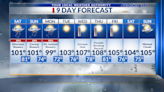 9-Day Forecast: Slight rain chances and possibility of breaking heat records