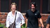 Kaley Cuoco and costar Tom Bateman share a laugh on set in LA