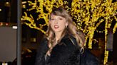 Taylor Swift Wore a Glam Black Dress and Faux Fur Coat to Emma Stone’s New Film Premiere