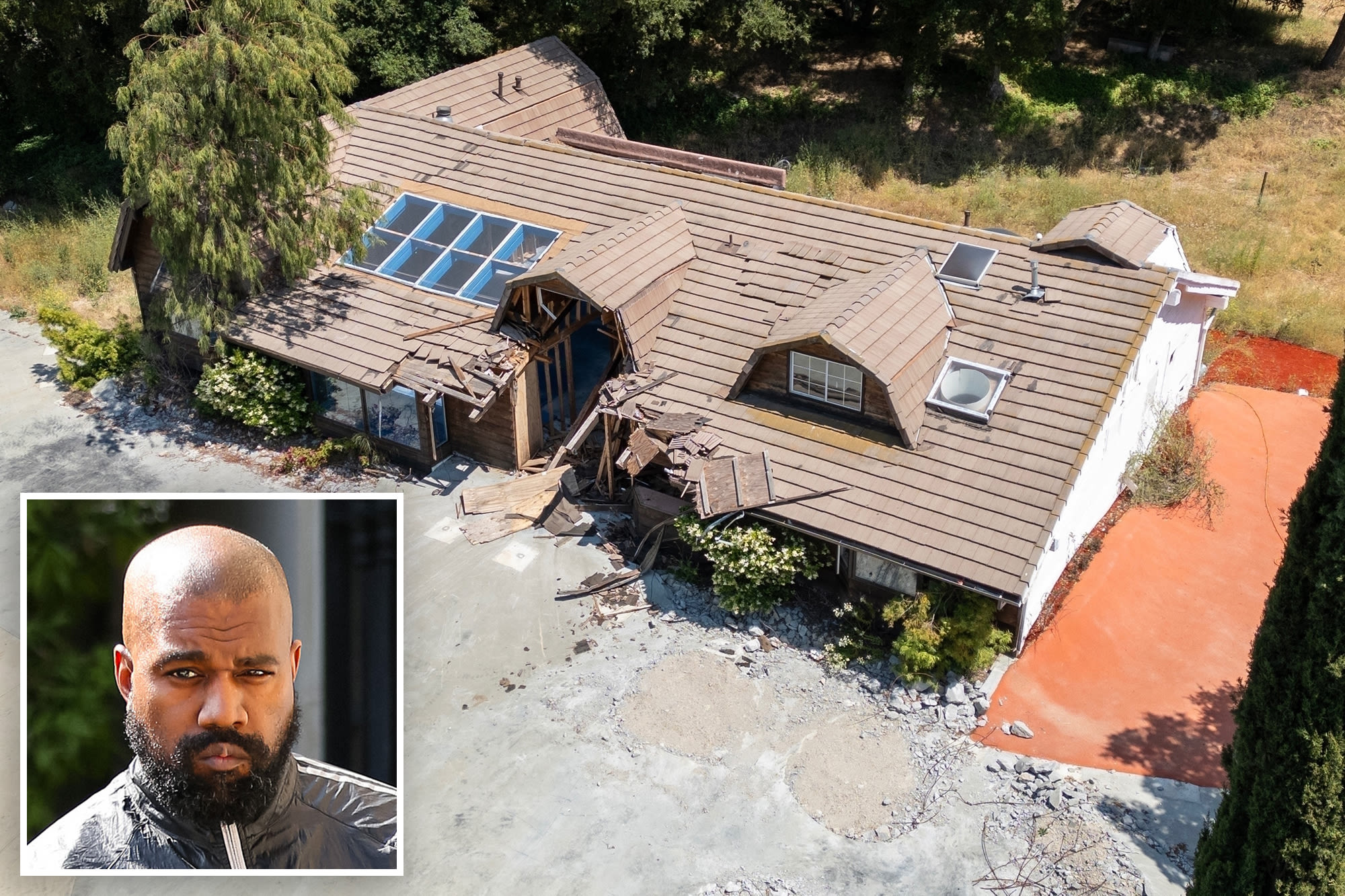 Kanye West’s 300-acre ranch in Calabasas is seen in complete ruins