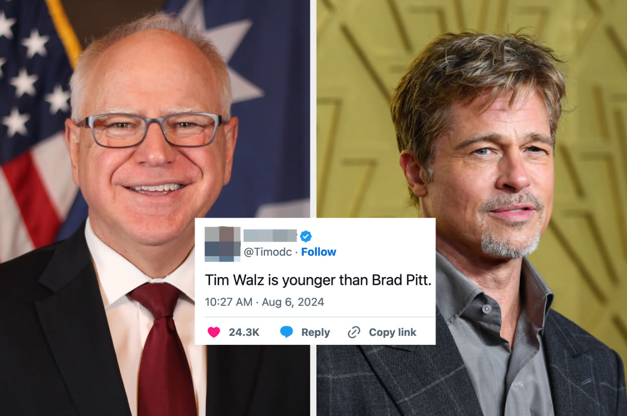 Everyone Was Shocked To Learn That Brad Pitt Is Older Than Tim Walz, So Here Are 27 Other Celebs Older Than Walz