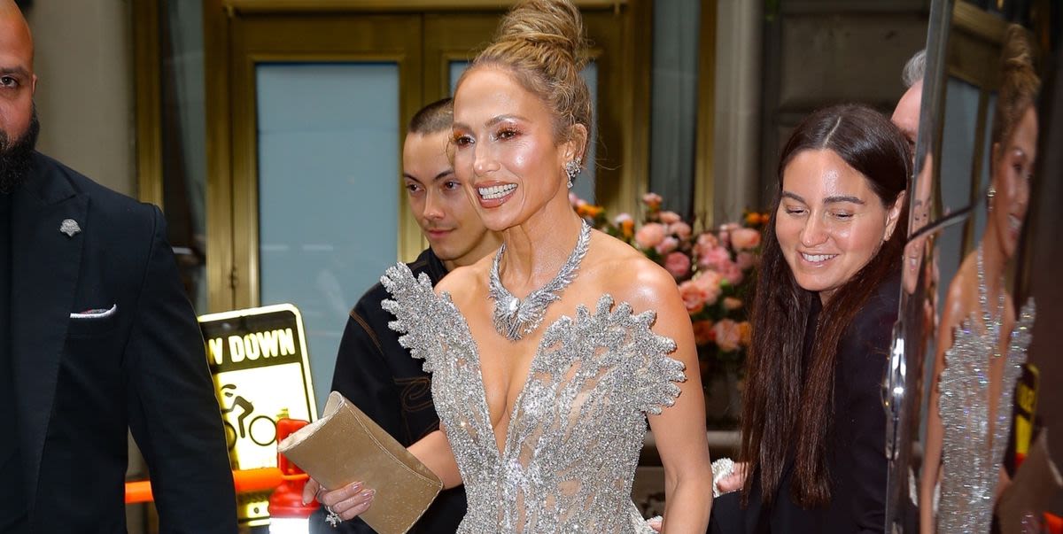 J.Lo Wears an Incredible Silver Schiaparelli Naked Dress to the 2024 Met Gala