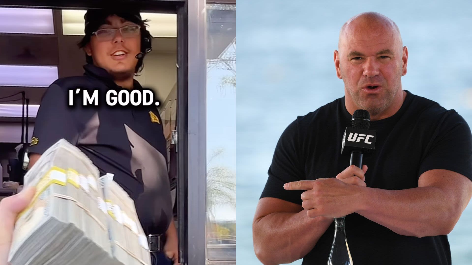 Dana White rewards fast-food worker who refused to quit his job for $100K in viral video - Dexerto