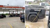 Tesla Cybertruck goes viral powering gas station after Houston tornado - Dexerto