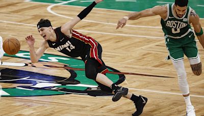 Herro scores 24, Heat hit franchise playoff-record 23 3s to beat Boston and even series 1-1