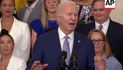 President Joe Biden cheers WNBA champs Las Vegas Aces and women's basketball