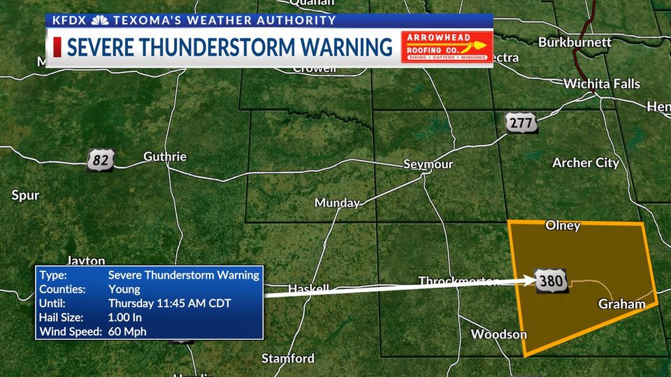 Severe Thunderstorm Warning issued in Young County