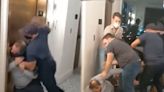 Left Em Leaking: Couple Get Into A Fight With A Group Of 3 Men For Skipping The Line To The Elevator!