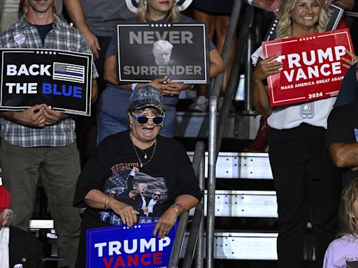 Trump turns his full focus on Harris at first rally since Biden's exit from 2024 race