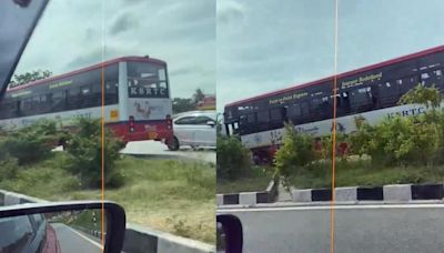 State-run bus spotted travelling on the wrong side on Bengaluru-Mysuru Expressway. VIDEO