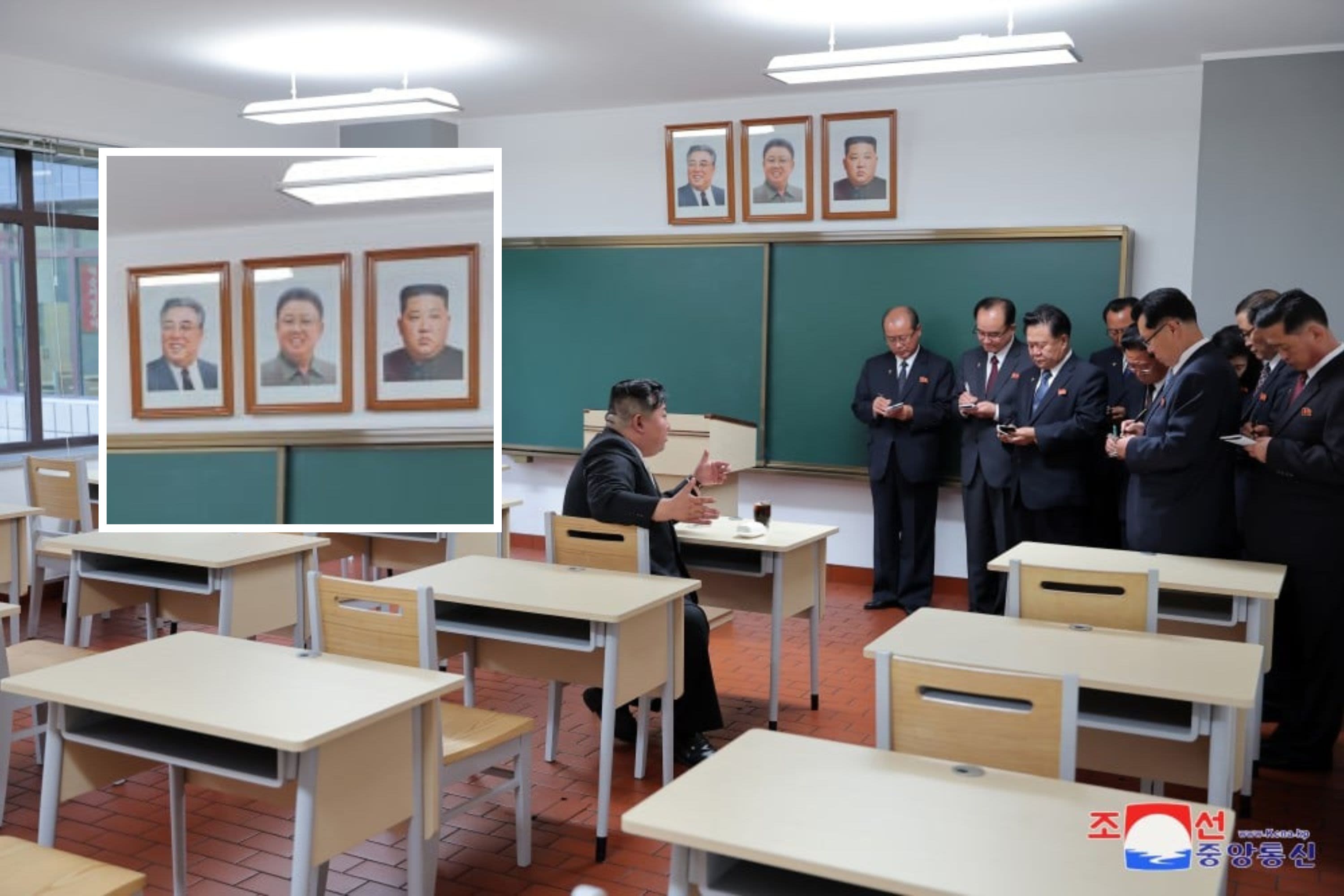 North Korea unveils Kim Jong Un portrait next to predecessors.