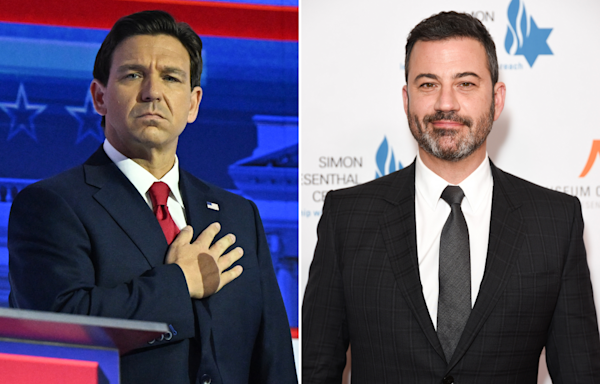 Jimmy Kimmel calls Ron DeSantis "pathetic little worm' after Trump meeting