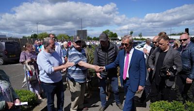 Reform UK leader Nigel Farage greeted by crowds at North East campaign visit