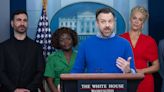 Jason Sudeikis And ‘Ted Lasso’ Cast Appearance At White House Briefing Nearly Derailed By A Reporter’s Interruptions