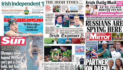 What the papers say: Monday's front pages - Homepage - Western People