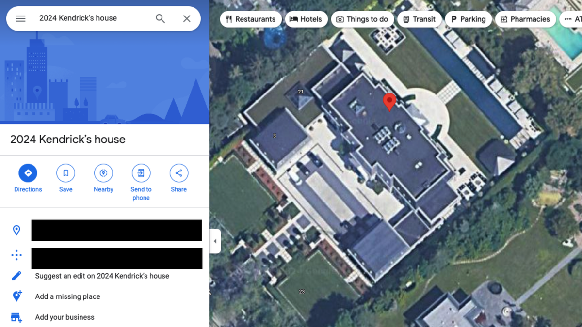 The Drake-Kendrick feud has reached Google Maps: Fans renamed Drake's mansion 'Kendrick's House'