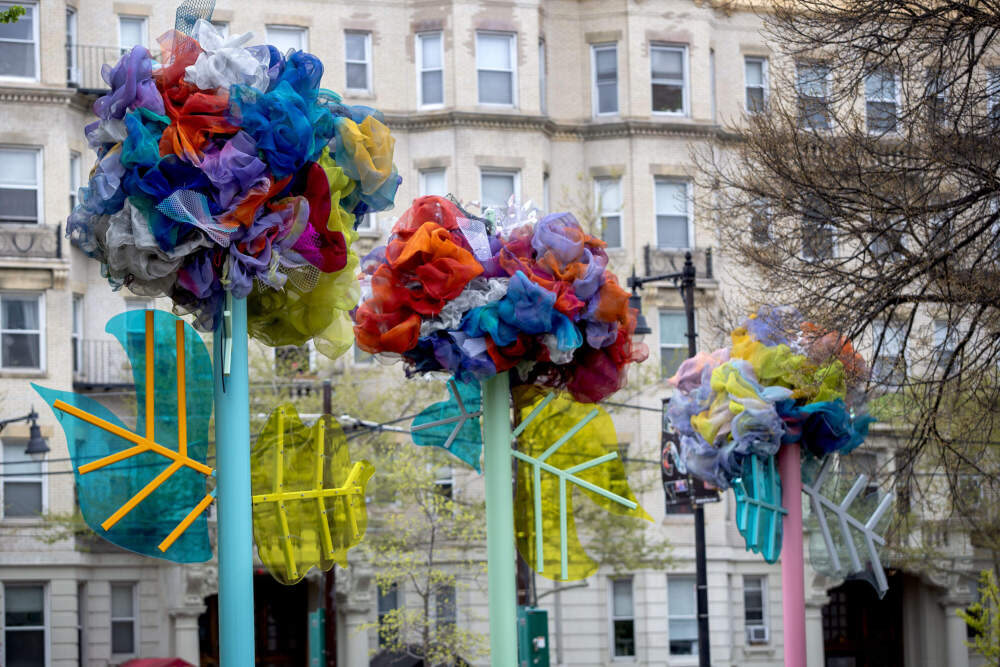 Giant flower sculptures bloom on Northeastern's campus
