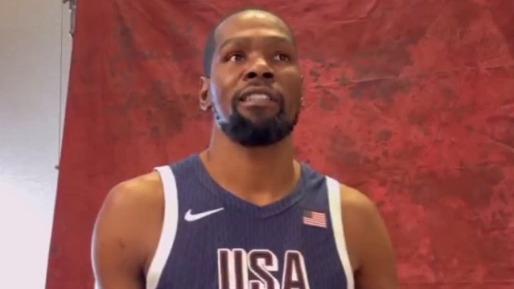 Will Kevin Durant play for Team USA today vs. Australia in exhibition ahead of 2024 Paris Olympics?