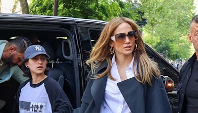 Jennifer Lopez’s Child Emme Shows Off Stretched Earlobes With Black Tunnels During Trip to Paris