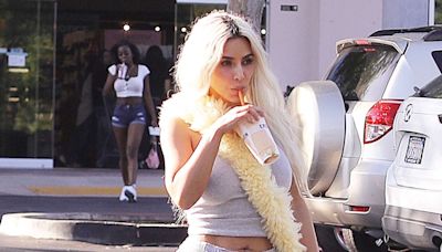 Kim Kardashian Supports Sister Kendall Jenner by Sipping on Her Smoothie at Erewhon