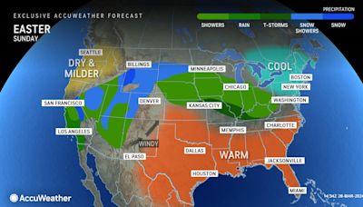 Map shows eight states bracing for snow on Easter Sunday