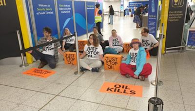 Just Stop Oil protesters arrested after blocking gates at Gatwick airport