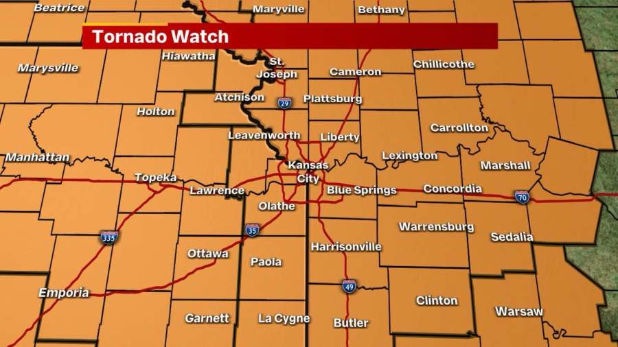 Tornado Watch issued for multiple counties in the Kansas City area