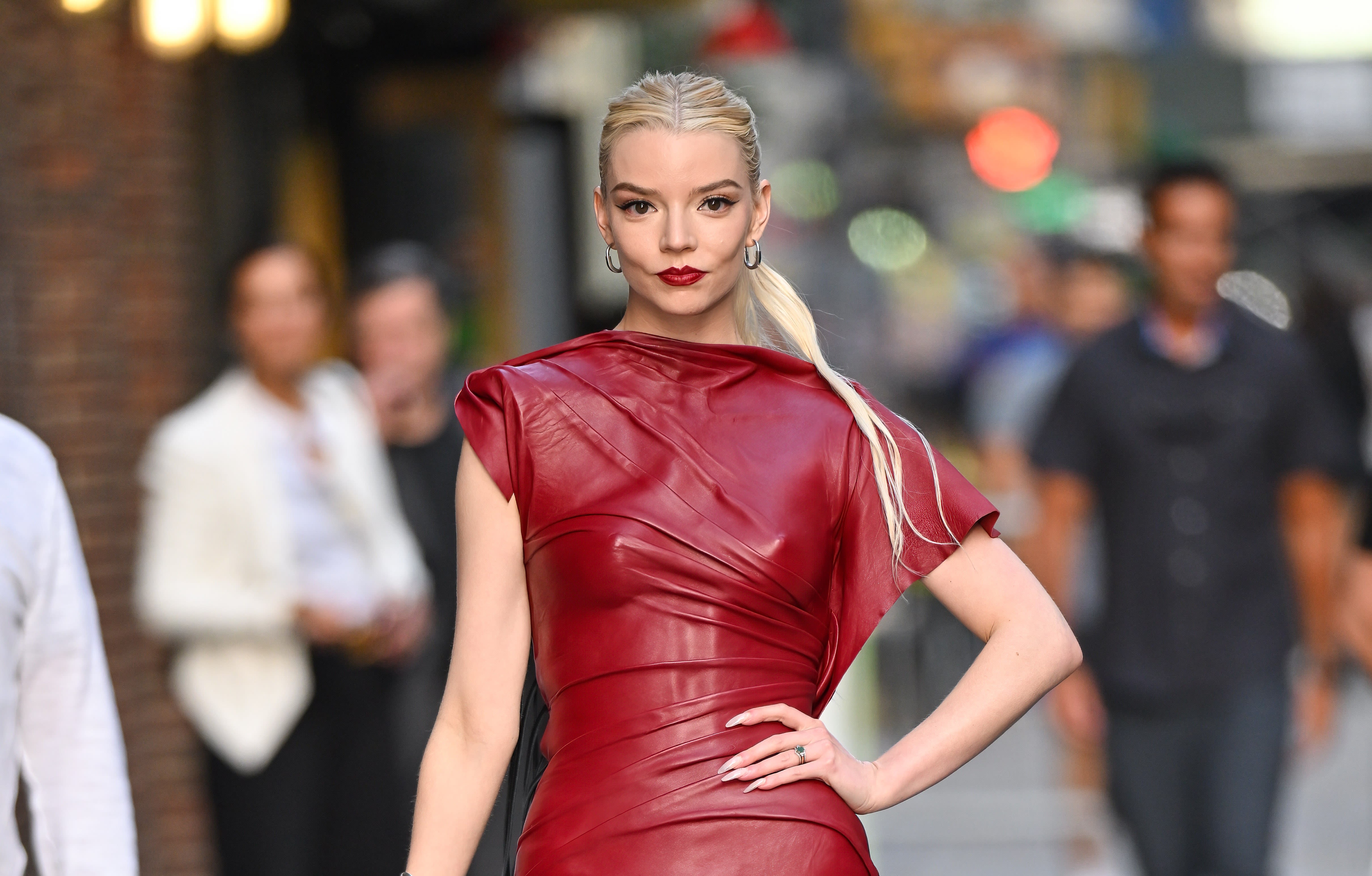 Anya Taylor-Joy in Revealing Red Leather Is Giving Dystopian Dominatrix