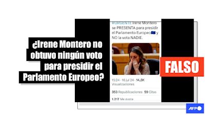 La exministra española Irene Montero sí logró votos para presidir el Parlamento Europeo, 61 en total