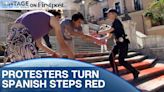 WATCH: Activists Pour Red Paint Down Spanish Steps in Italy |