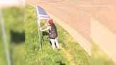 VIDEO: Woman rips up American flag, bows to security camera in front of sheriff’s office