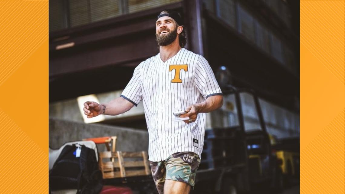 Bryce Harper wears Tennessee baseball jersey to show support ahead of College World Series Finals