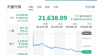 台股收盤》指數跌深1004點 哲哲老師：美日聯軍打過來、直接破底