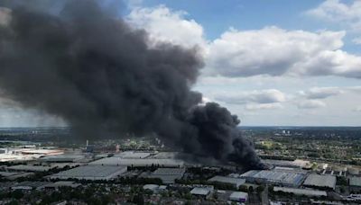 Factory fire near M6 causes huge smoke plume