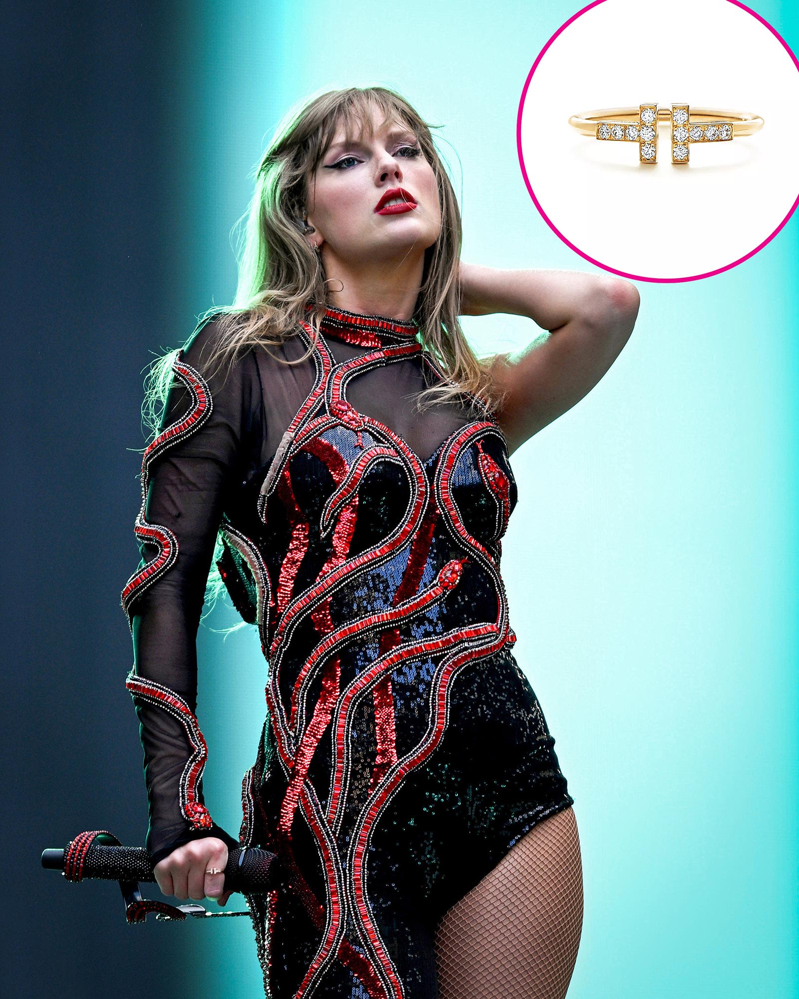 Taylor Swift Wears Diamond Double ‘T’ Ring at ‘Eras Tour’ Before Travis Kelce Takes the Stage