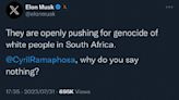 Elon Musk enters the South African race debate by pushing the dangerous narrative of a white genocide