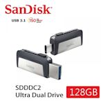 SanDisk 晟碟 [全新版]128GB Ultra Dual USB3.1 Type-C OTG 雙用隨身碟(伸縮埠 雙用隨身碟 原廠5年保固)
