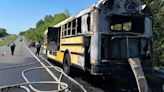 School bus with no students on board catches fire on Fairfax County Parkway