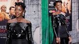 Lupita Nyong’o Shimmers in Sequined Off-the-shoulder Prada Jumpsuit and Satin Miniskirt at ‘A Quiet Place: Day One’ Premiere