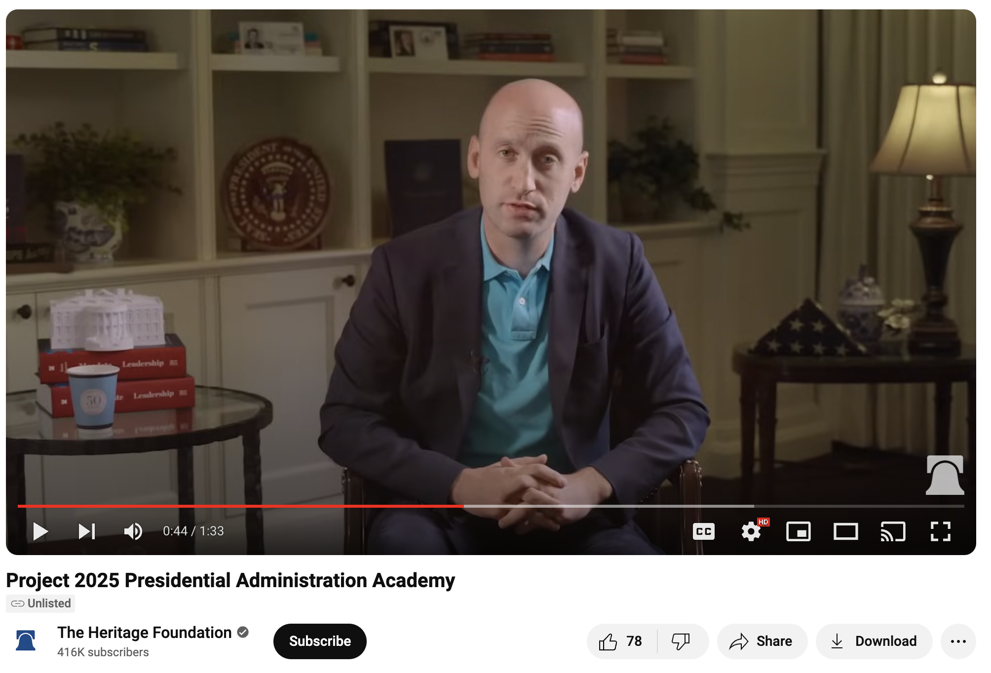 Stephen Miller attempts to distance himself from Project 2025 after appearing in recruitment video