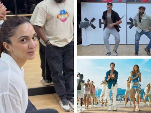 Kiara Advani fangirls over Hrithik Roshan as he dances on Fighter's Ishq Jaisa Kuch during War 2 rehearsals. Watch