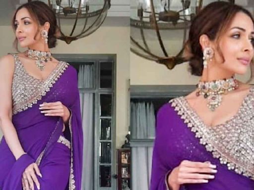 Malaika Arora’s purple hand-embroidered saree is perfect for your BFF’s wedding