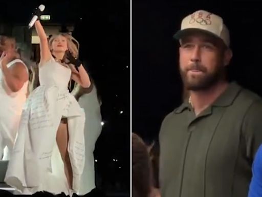 Taylor Swift Does Travis Kelce's Game-Day Arrow Move for 'So High School' at London Eras Tour with Him in the Crowd