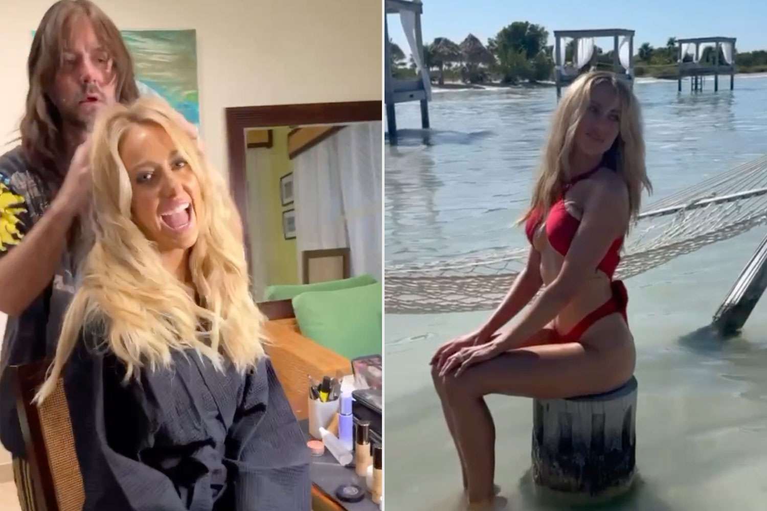 Brittany Mahomes Flashes Cheeky Red Bikini Bottoms in BTS Video of 'Sports Illustrated Swimsuit' Shoot