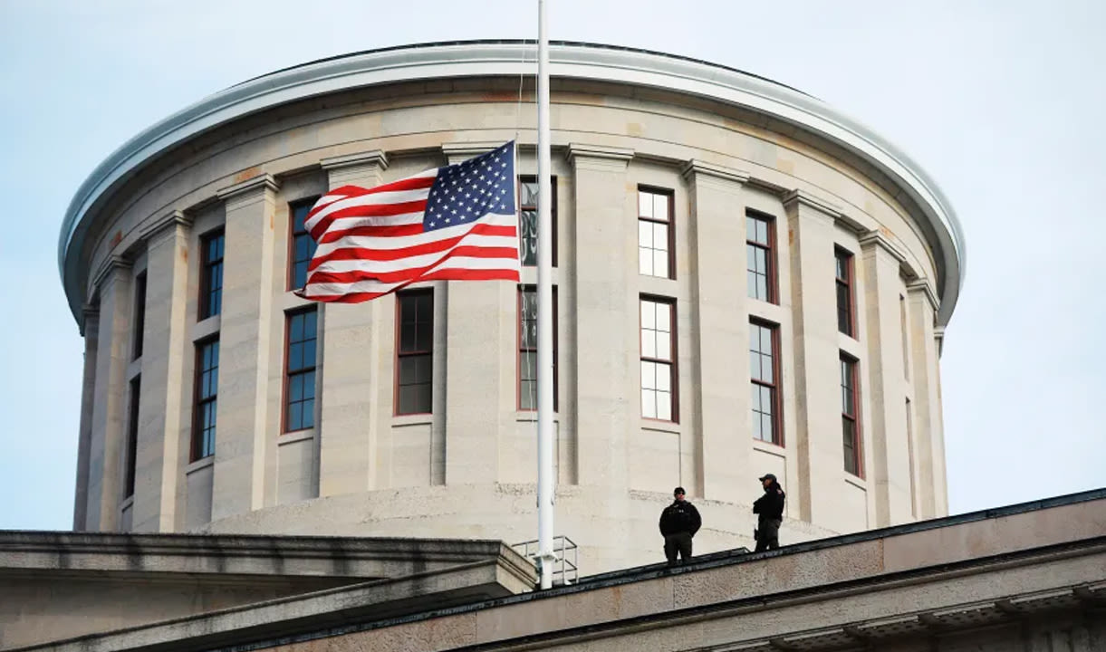 Why are flags at half-staff in Ohio on April 23, 2024?