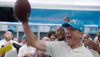 Jim Harbaugh Was Fired Up After Receiving Game Ball From First Win as Chargers Coach