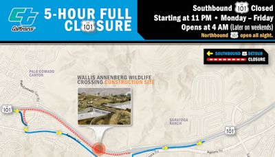 Highway 101 closure in Agoura Hills for wildlife bridge work set for Tuesday night