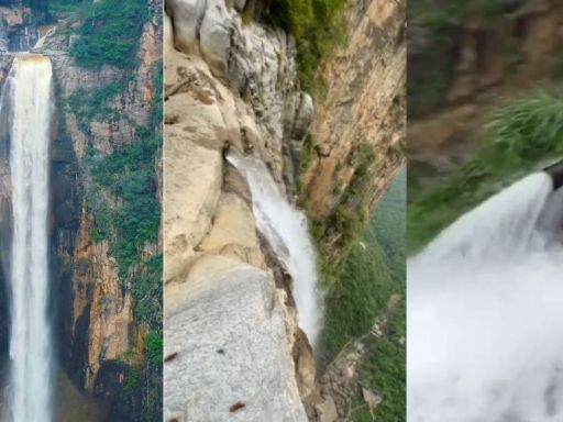 無人機踢爆｜河南雲台山瀑布源頭駁水管 景區用心良苦？