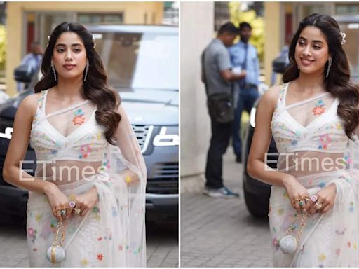 Janhvi Kapoor blossoms in a floral saree; Don't miss her ball-shaped purse that steals the show! | Hindi Movie News - Times of India